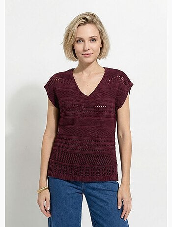 Pull manches courtes grosse maille - Afibel