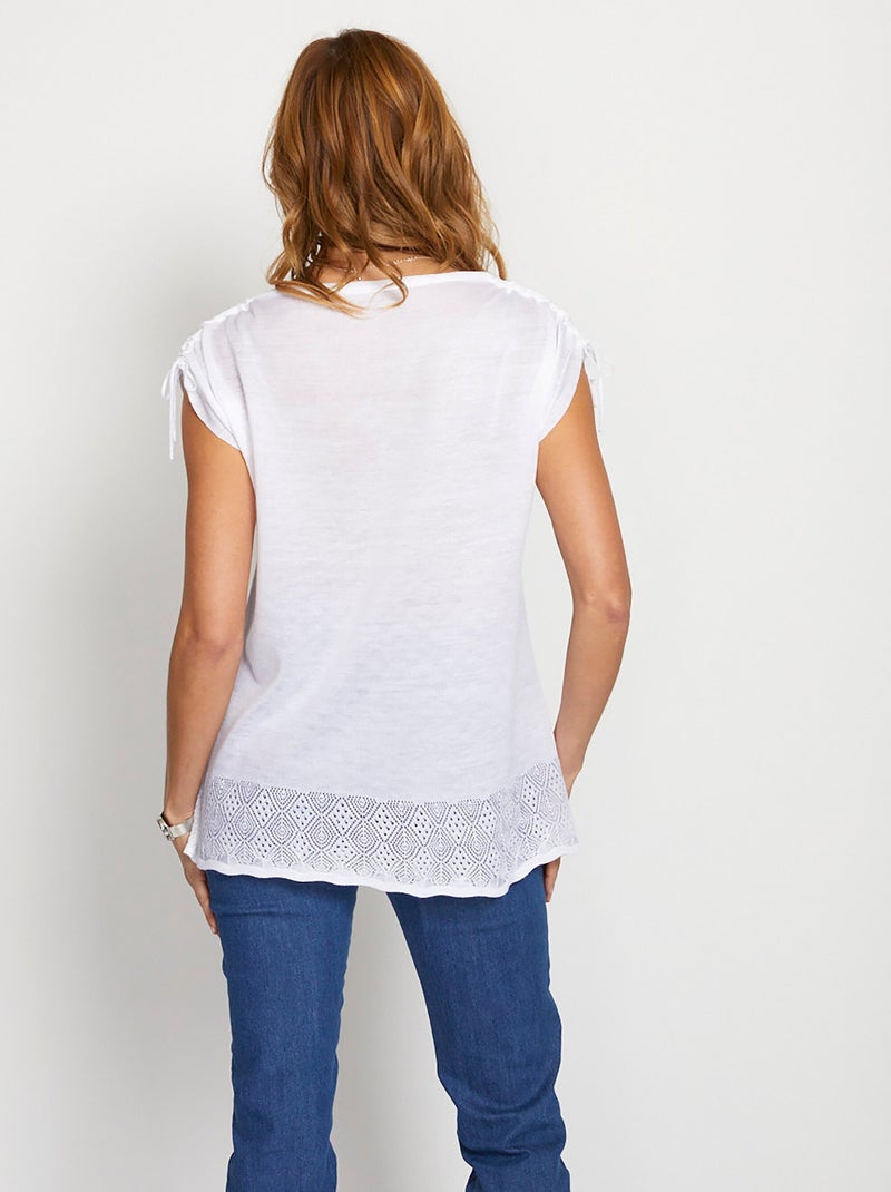 Pull manches courtes kimono - Afibel Blanc - Kiabi