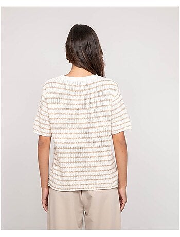 Pull manches courtes rayures lurex KIZAIA