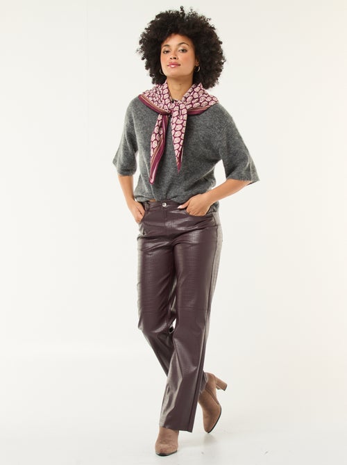 Pull manches courtes uni en mohair - Kiabi