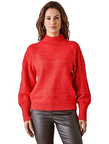 Pull manches fantaisie col montant