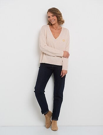 Pull manches longues broderie c¿ur