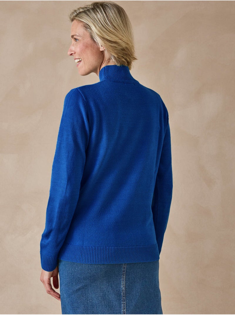 Pull manches longues col montant - DAXON Bleu électrique - Kiabi