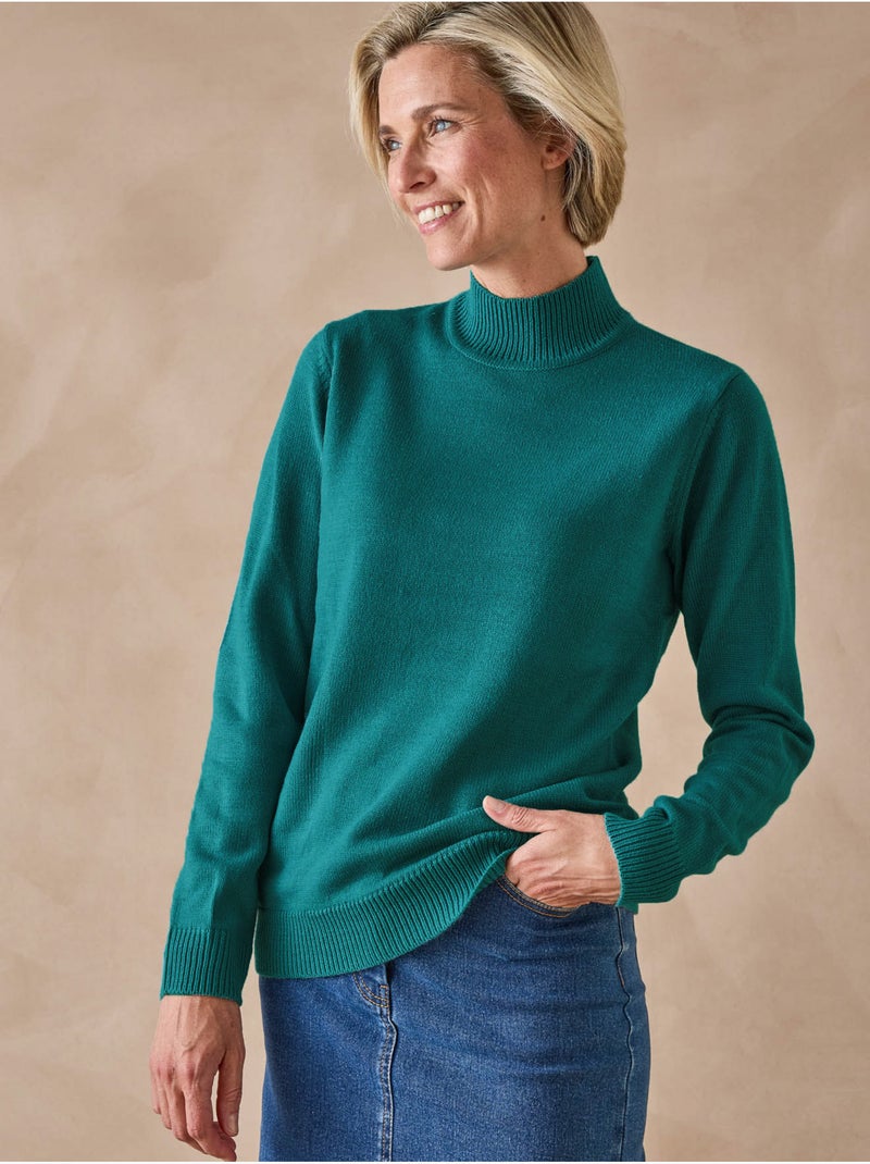 Pull manches longues col montant - DAXON Bleu outremer - Kiabi