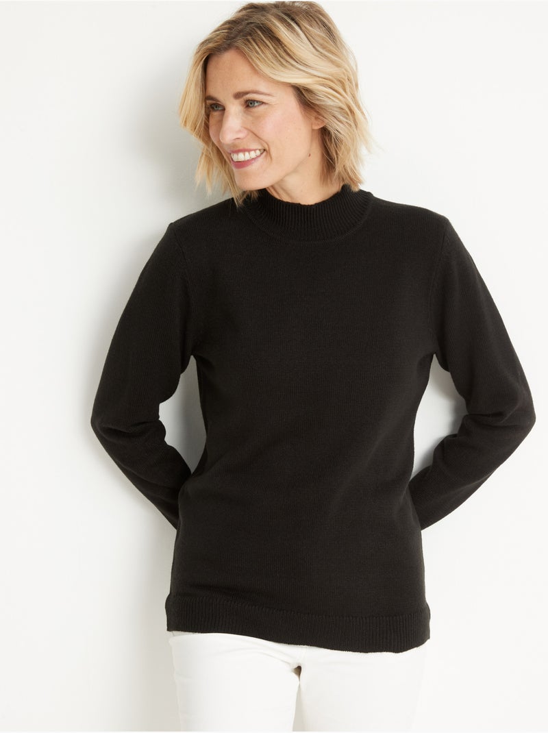 Pull manches longues col montant - DAXON Noir Noir - Kiabi