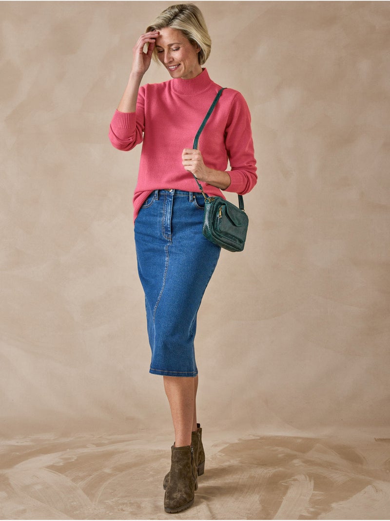 Pull manches longues col montant - DAXON Rose - Kiabi