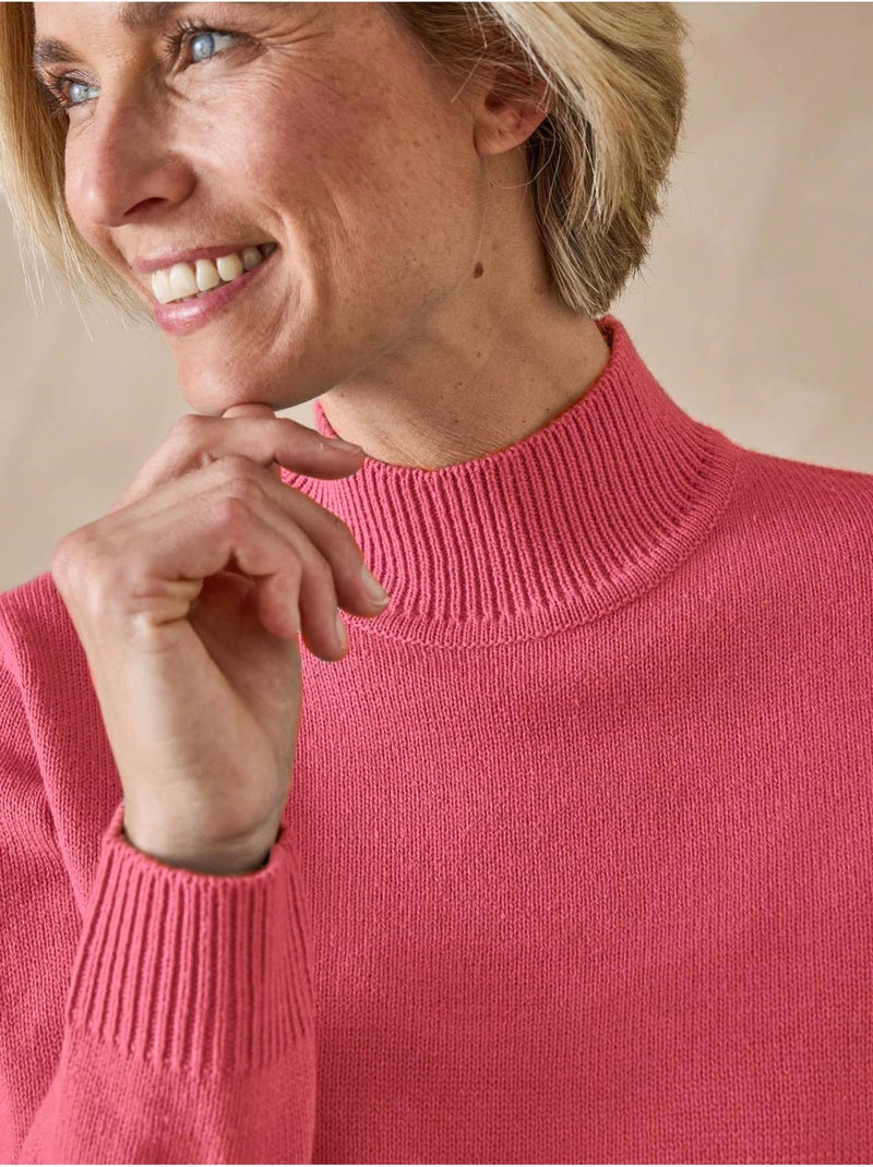 Pull manches longues col montant - DAXON Rose - Kiabi