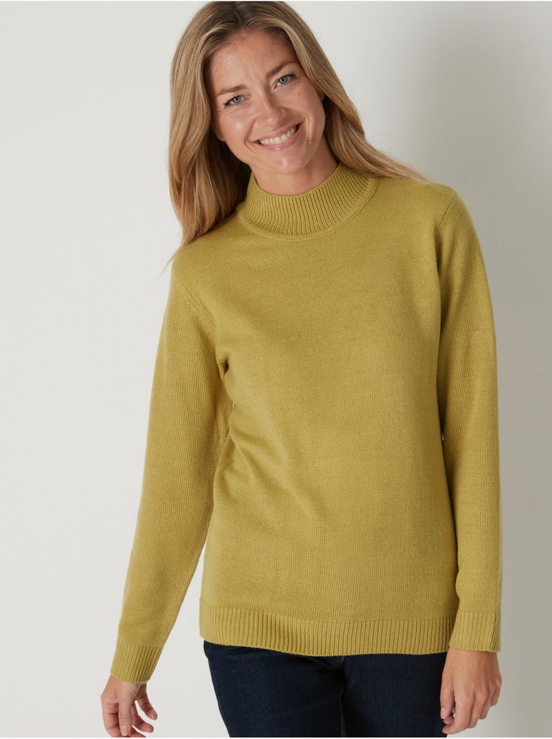 Pull manches longues col montant - DAXON Vert anis - Kiabi