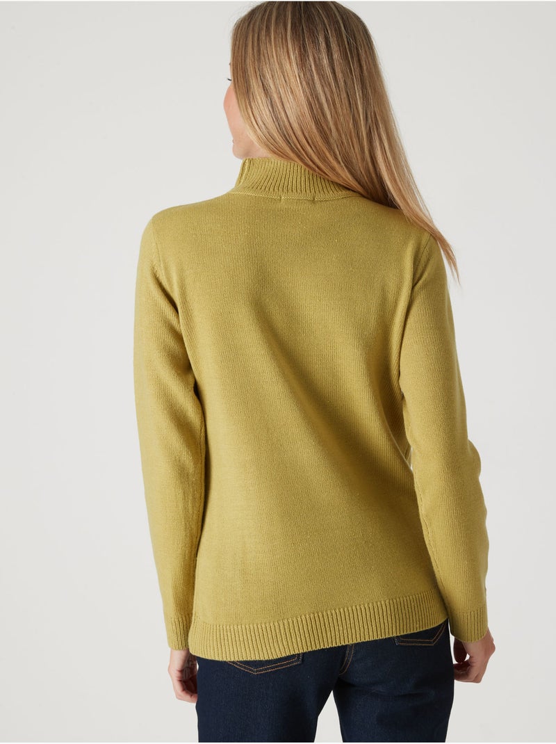 Pull manches longues col montant - DAXON Vert anis - Kiabi