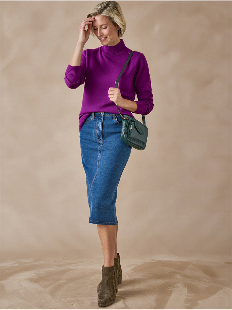 Pull manches longues col montant - DAXON Violet foncé - Kiabi
