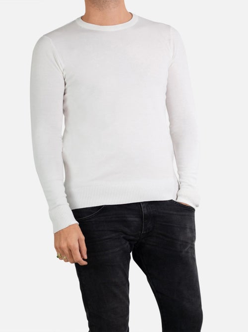 Pull manches longues col rond Kebello - Kiabi