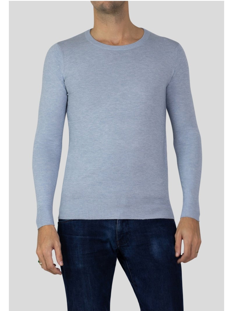Pull manches longues col rond Kebello Bleu ciel - Kiabi