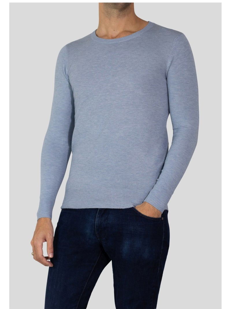 Pull manches longues col rond Kebello Bleu ciel - Kiabi
