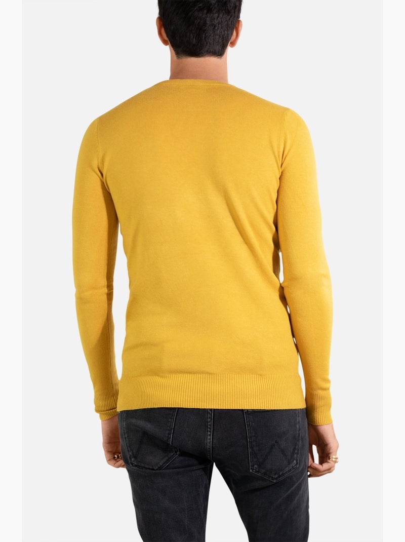 Pull manches longues col rond Kebello Jaune - Kiabi