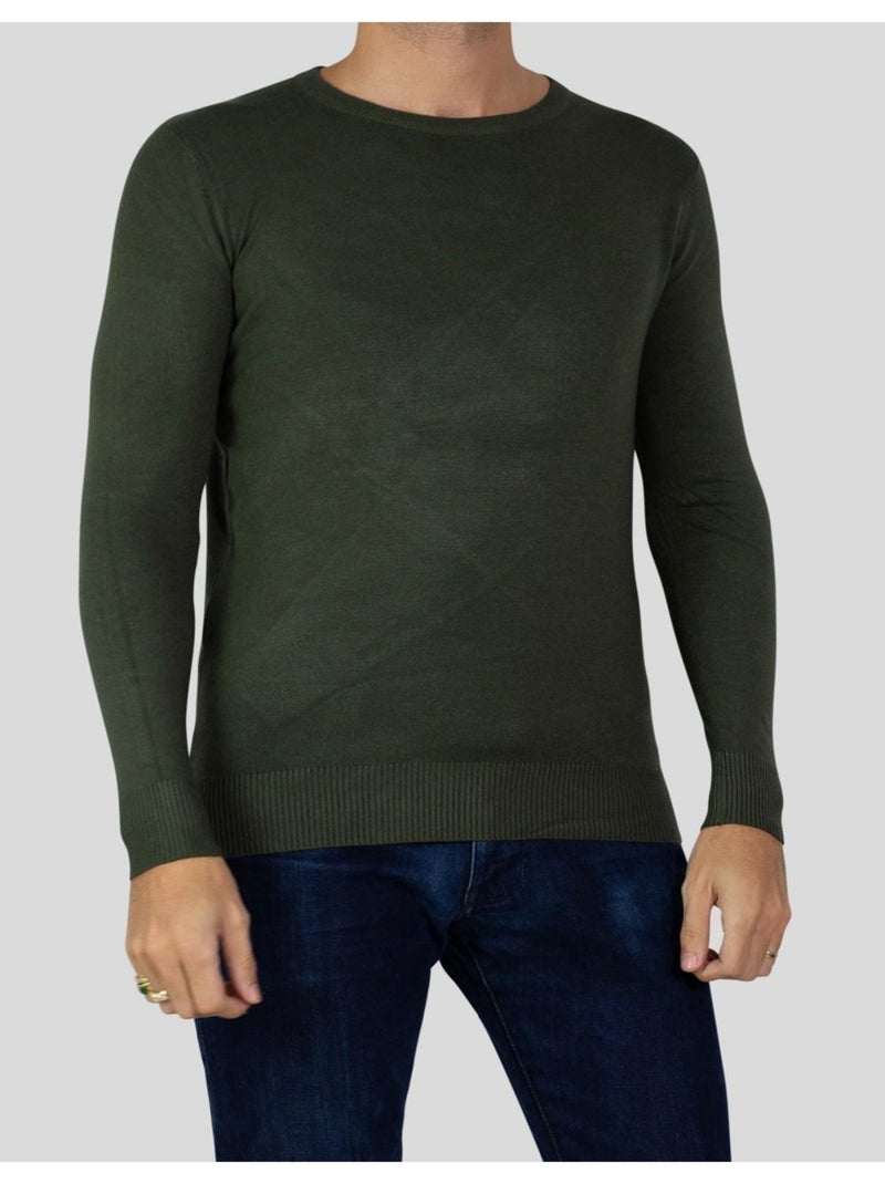 Pull manches longues col rond Kebello Vert - Kiabi
