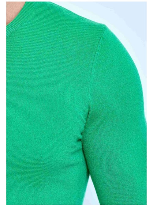 Pull manches longues col V Kebello - Kiabi
