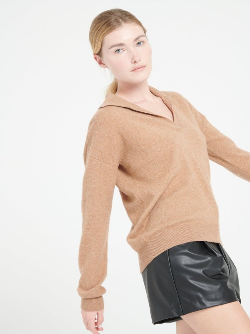 Pull manches longues femme 100% cachemire - MIA 3 Camel - Kiabi