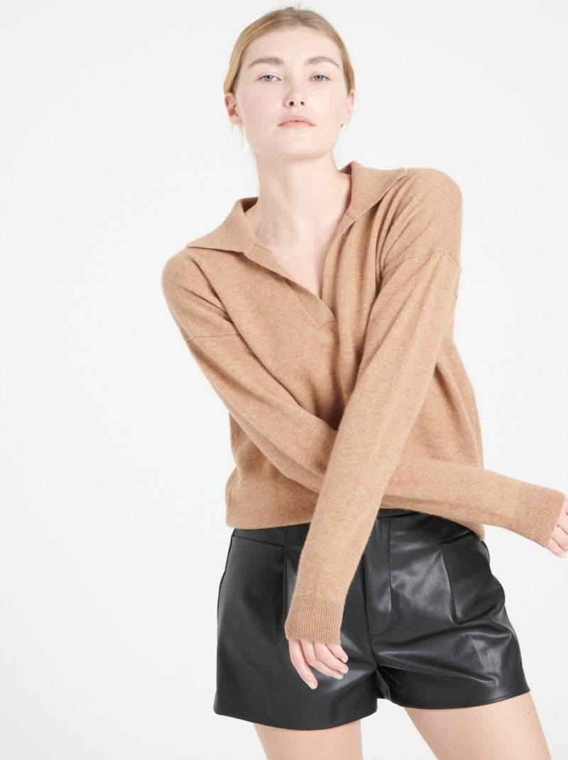 Pull manches longues femme 100% cachemire - MIA 3 Camel - Kiabi