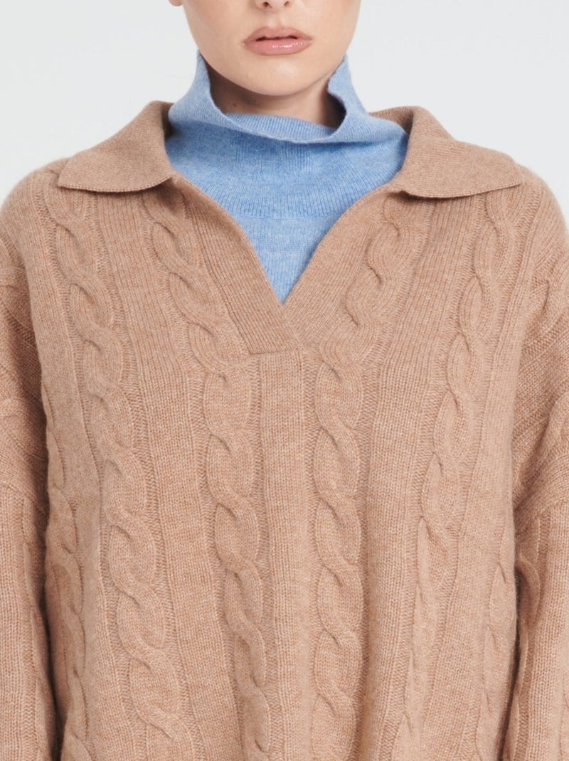 Pull manches longues femme 100% cachemire 6 fils - ZAYA 5 Camel - Kiabi