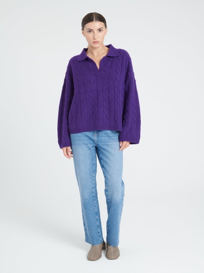Pull manches longues femme 100% cachemire 6 fils - ZAYA 5 Violet - Kiabi