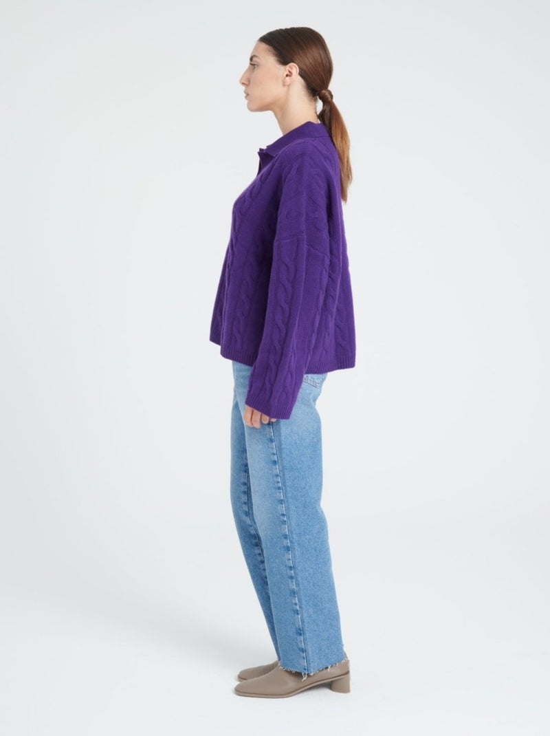 Pull manches longues femme 100% cachemire 6 fils - ZAYA 5 Violet - Kiabi