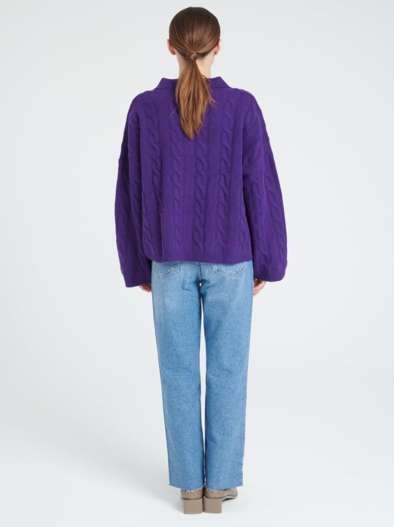 Pull manches longues femme 100% cachemire 6 fils - ZAYA 5 Violet - Kiabi