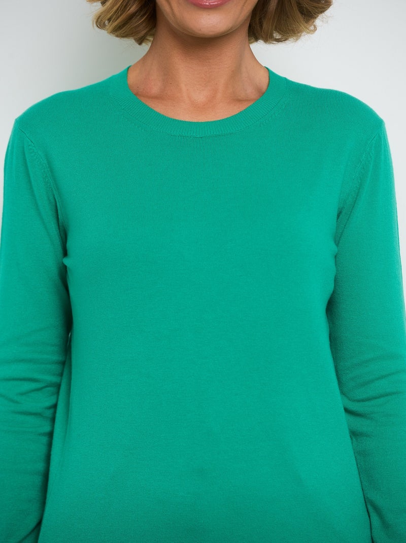Pull manches longues maille fine jauge - AFIBEL Vert - Kiabi
