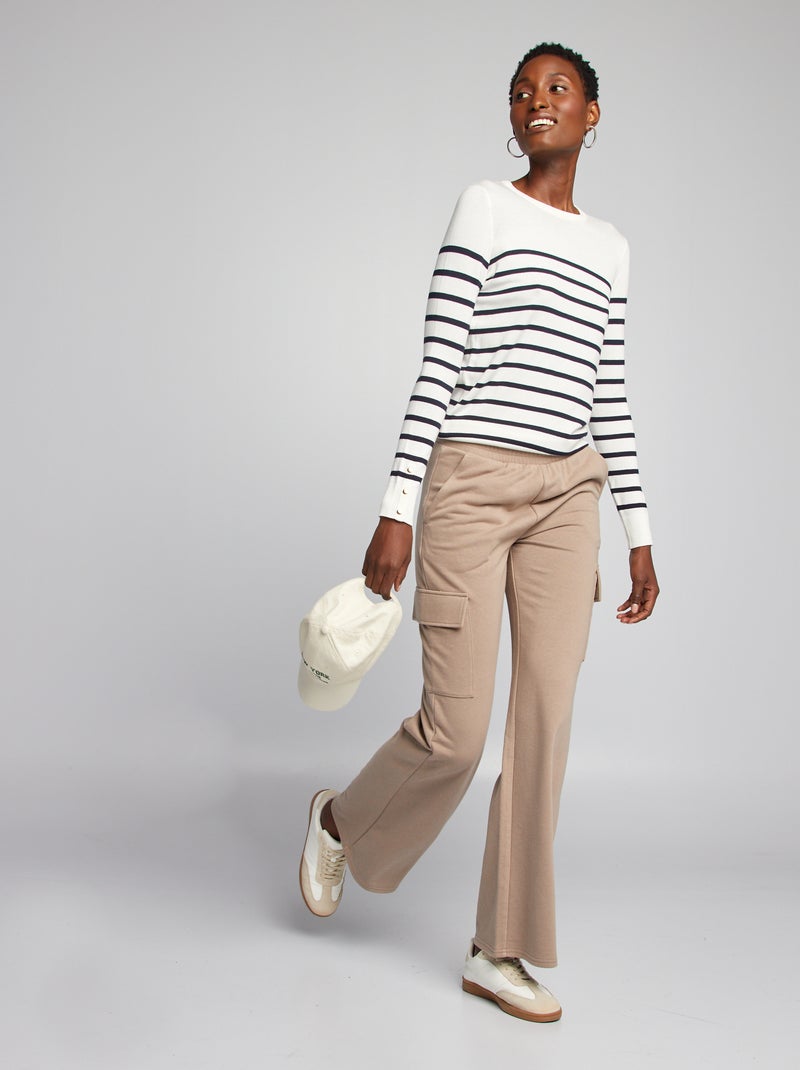 Pull manches longues maille fine Marinière - Kiabi