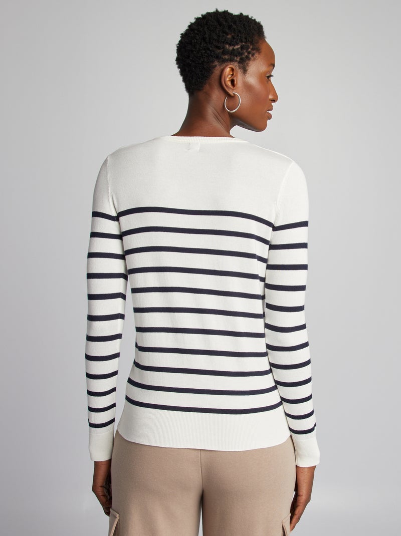 Pull manches longues maille fine Marinière - Kiabi