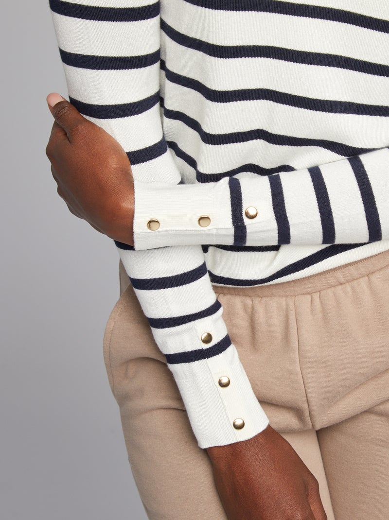 Pull manches longues maille fine Marinière - Kiabi