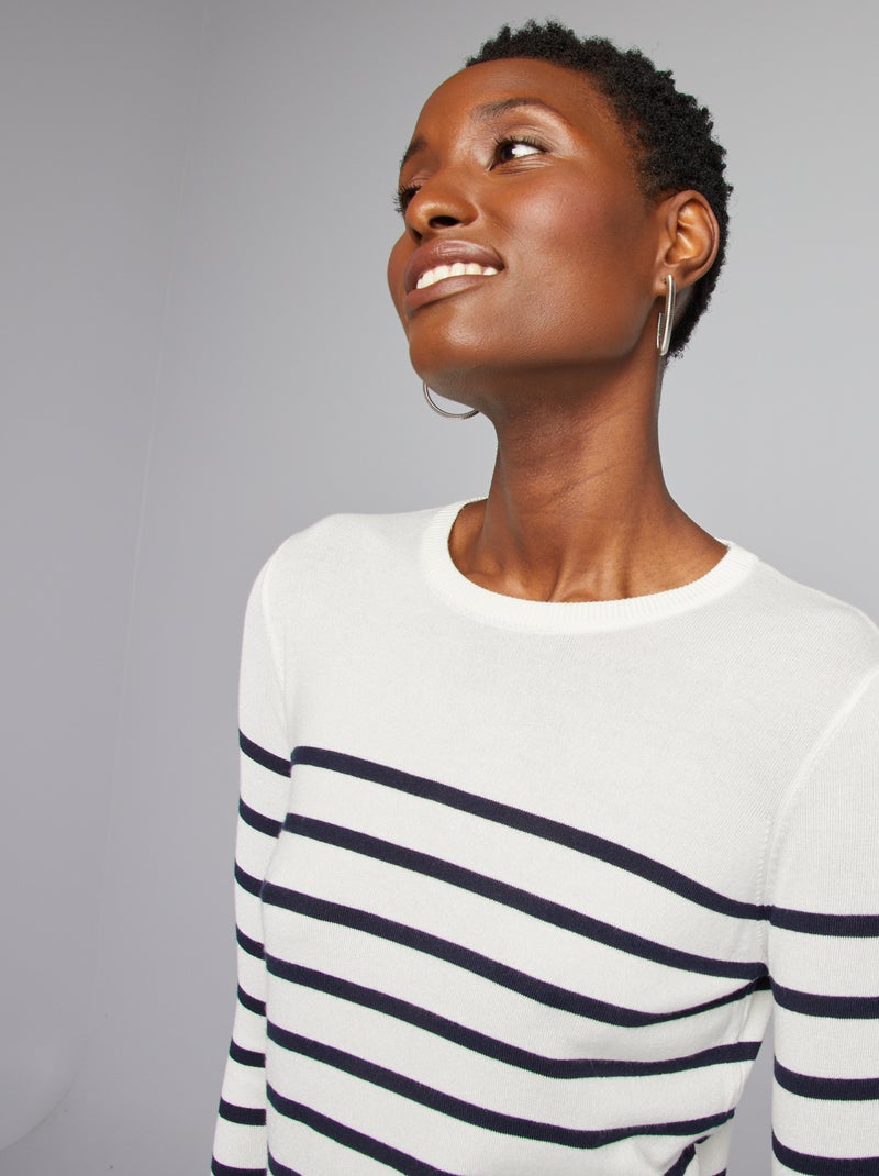 Pull manches longues maille fine Marinière - Kiabi