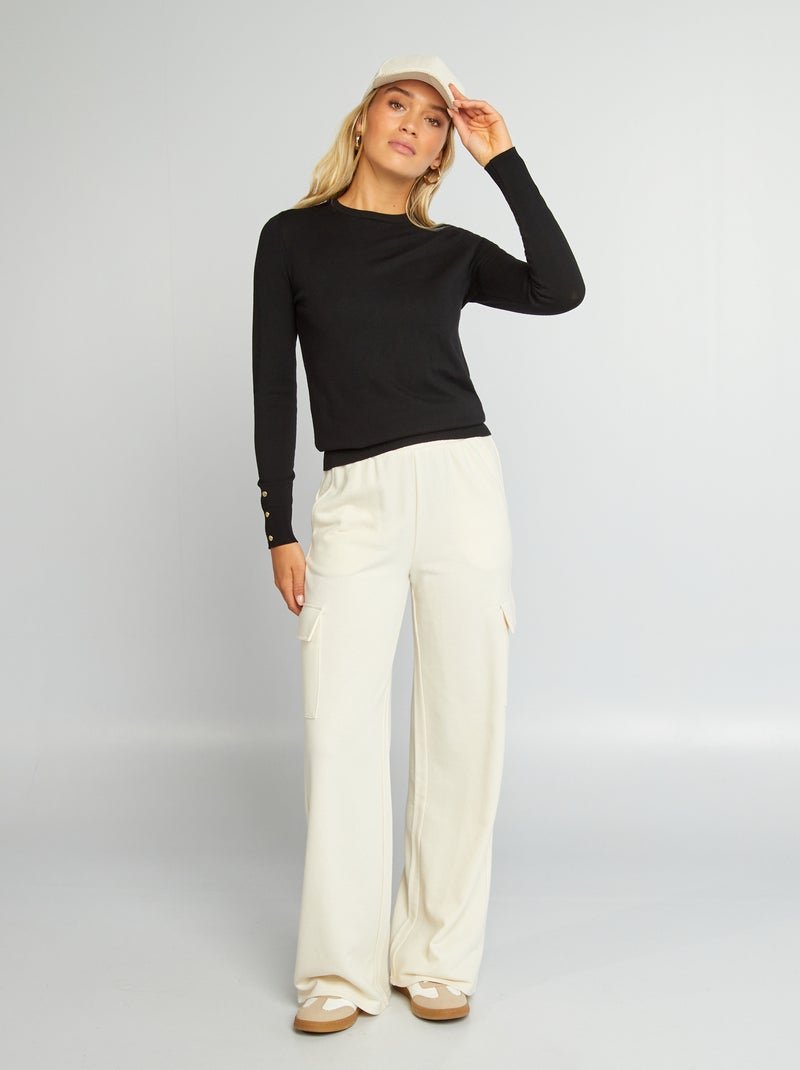 Pull manches longues maille fine noir - Kiabi