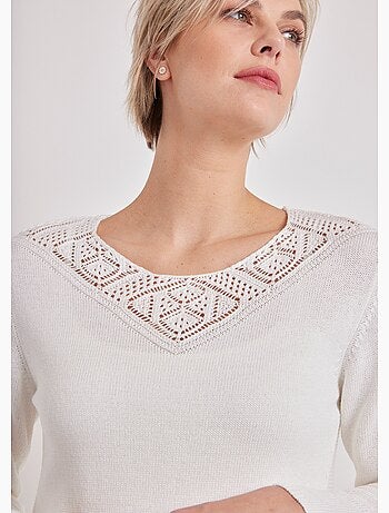 Pull manches longues mailles fantaisie - Afibel