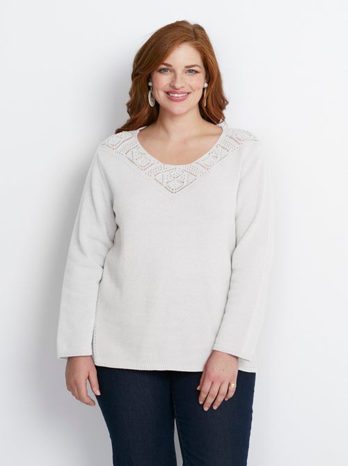 Pull manches longues mailles fantaisie - Afibel - Kiabi