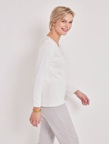 Pull manches longues mailles fantaisie