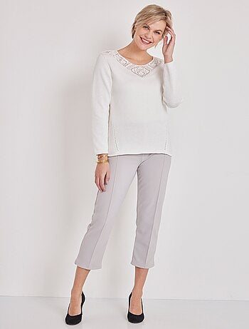 Pull manches longues mailles fantaisie
