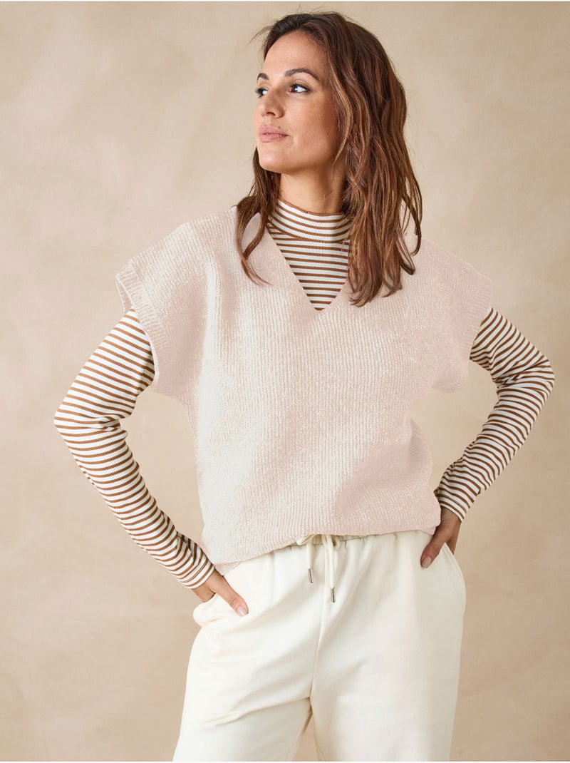 Pull manches T côtes anglaises - DAXON Ecru - Kiabi