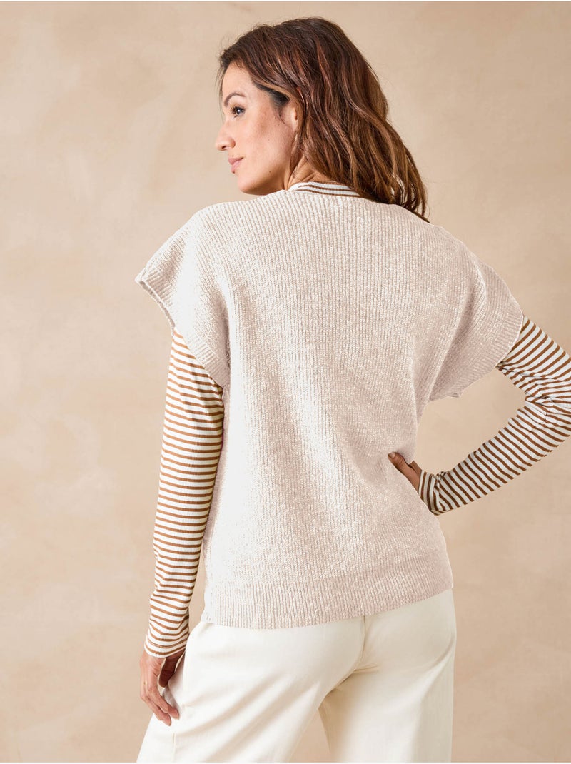 Pull manches T côtes anglaises - DAXON Ecru - Kiabi