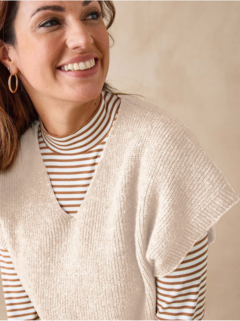 Pull manches T côtes anglaises - DAXON Ecru - Kiabi