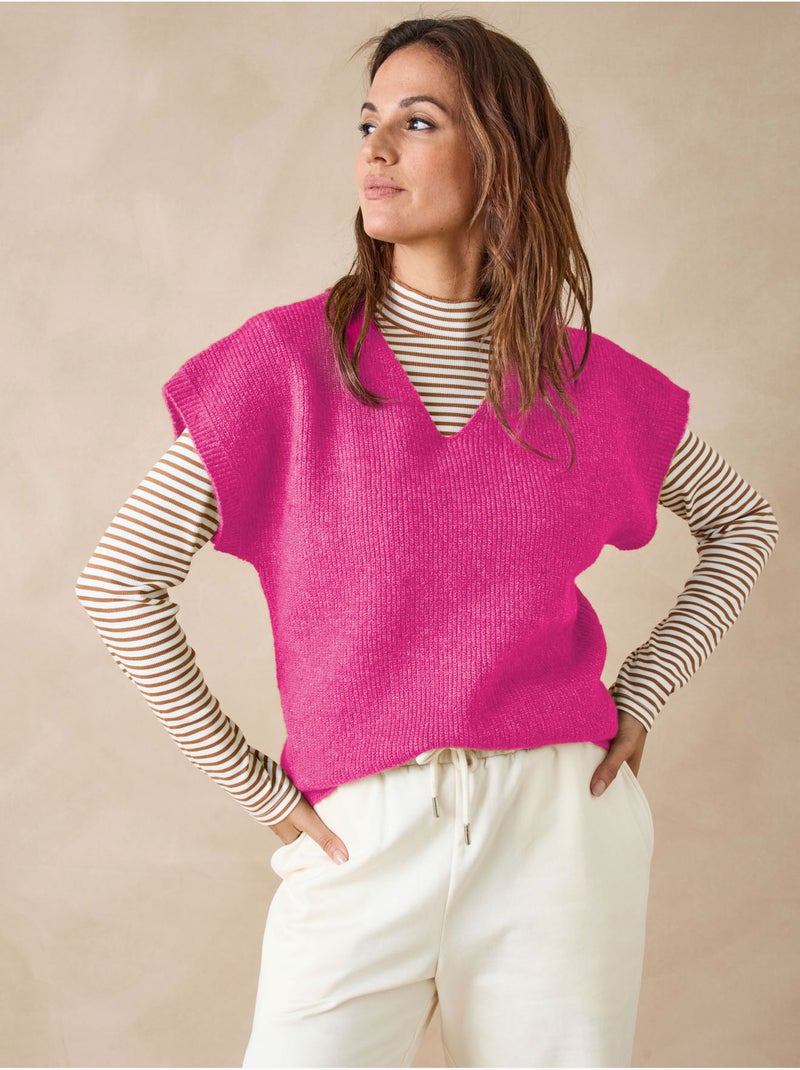 Pull manches T côtes anglaises - DAXON Rose fushia - Kiabi