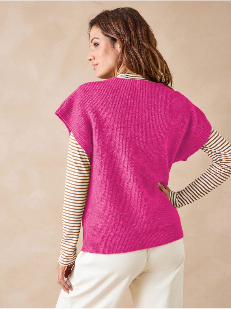 Pull manches T côtes anglaises - DAXON Rose fushia - Kiabi