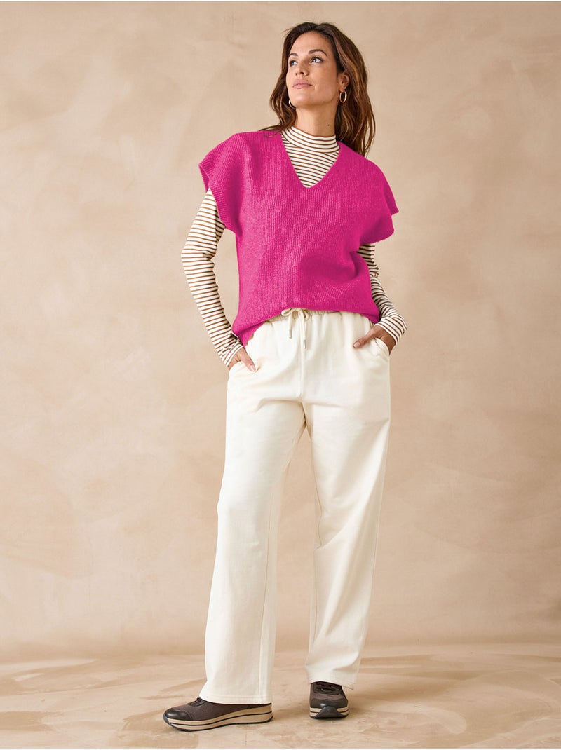 Pull manches T côtes anglaises - DAXON Rose fushia - Kiabi