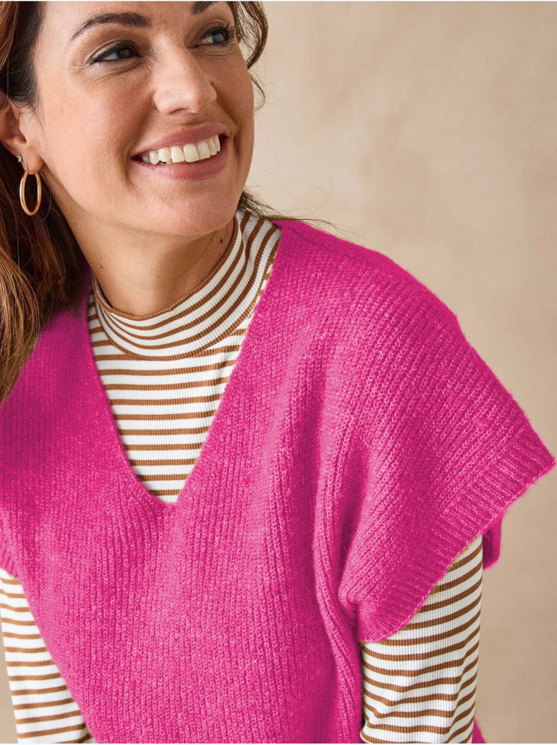 Pull manches T côtes anglaises - DAXON Rose fushia - Kiabi