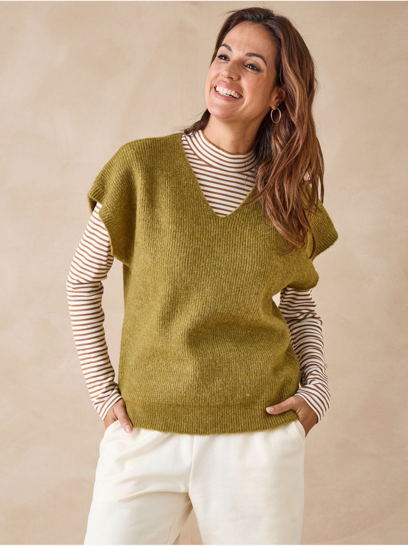 Pull manches T côtes anglaises - DAXON Vert - Kiabi