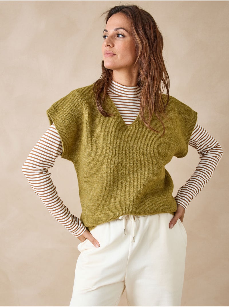 Pull manches T côtes anglaises - DAXON Vert - Kiabi