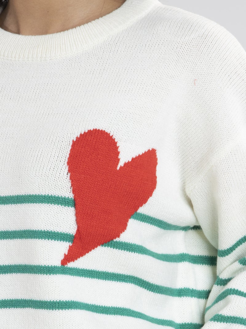 Pull Marif Blanc/  Avec Col Rond | Gerard Pasquier Blanc Vert - Kiabi
