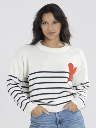 Pull Marif Blanc/Noir Pulls rond