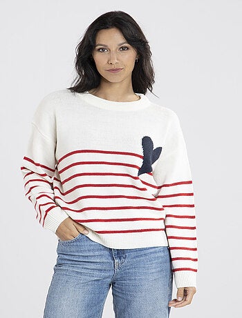 Pull Marif Blanc/Rouge Pulls rond
