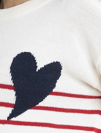 Pull Marif Blanc/Rouge Pulls rond