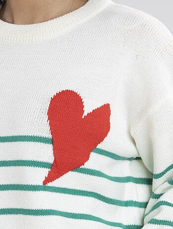 Pull Marif Blanc/Vert Pulls rond
